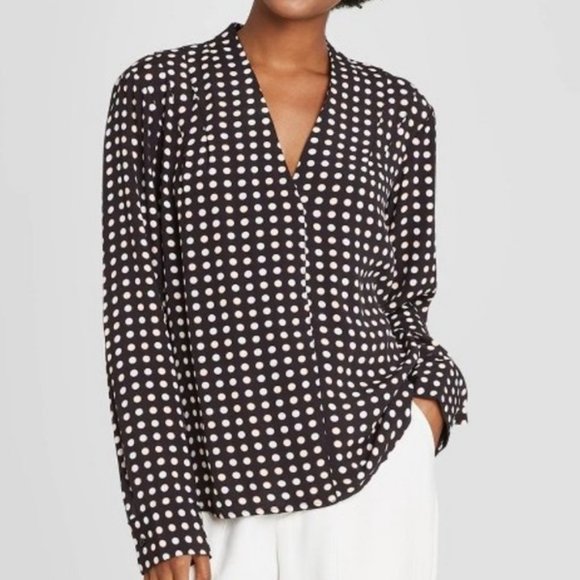 a new day Tops - a new day Black Polkadot Popover Blouse 🌻